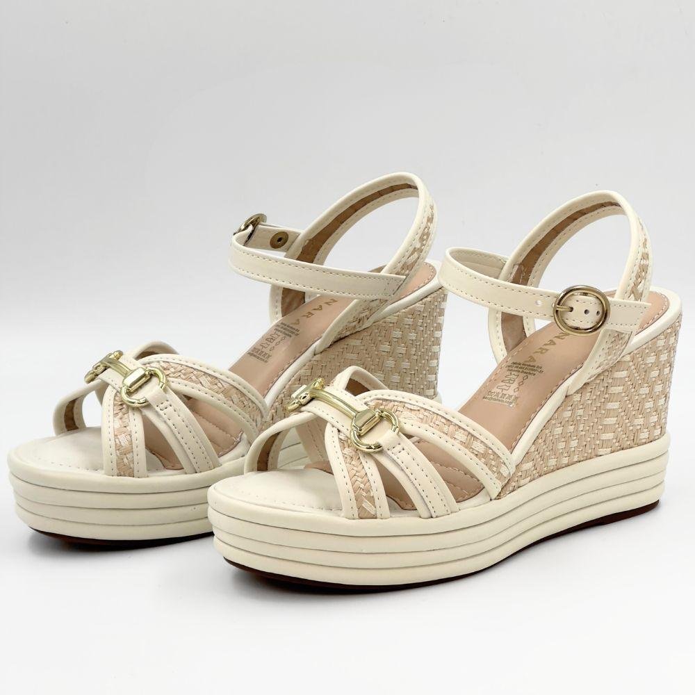 Sandália Tanara Casual Anabela Feminina Bege 2