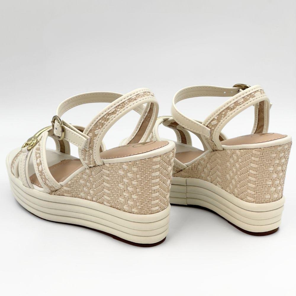 Sandália Tanara Casual Anabela Feminina Bege 3