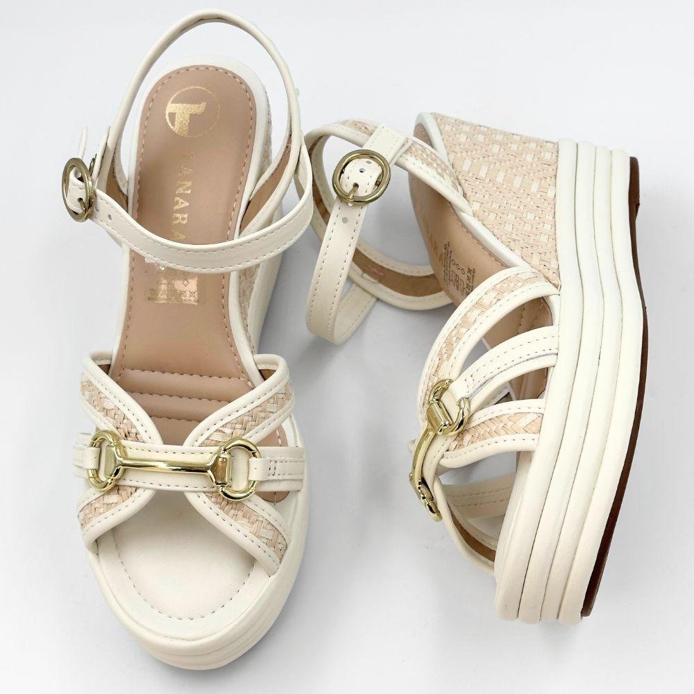 Sandália Tanara Casual Anabela Feminina Bege 4