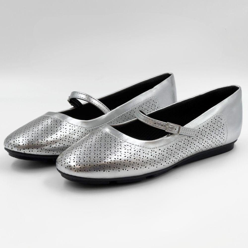 Sapatilha Piccadilly Metalizada Fechada Feminina Prata 2