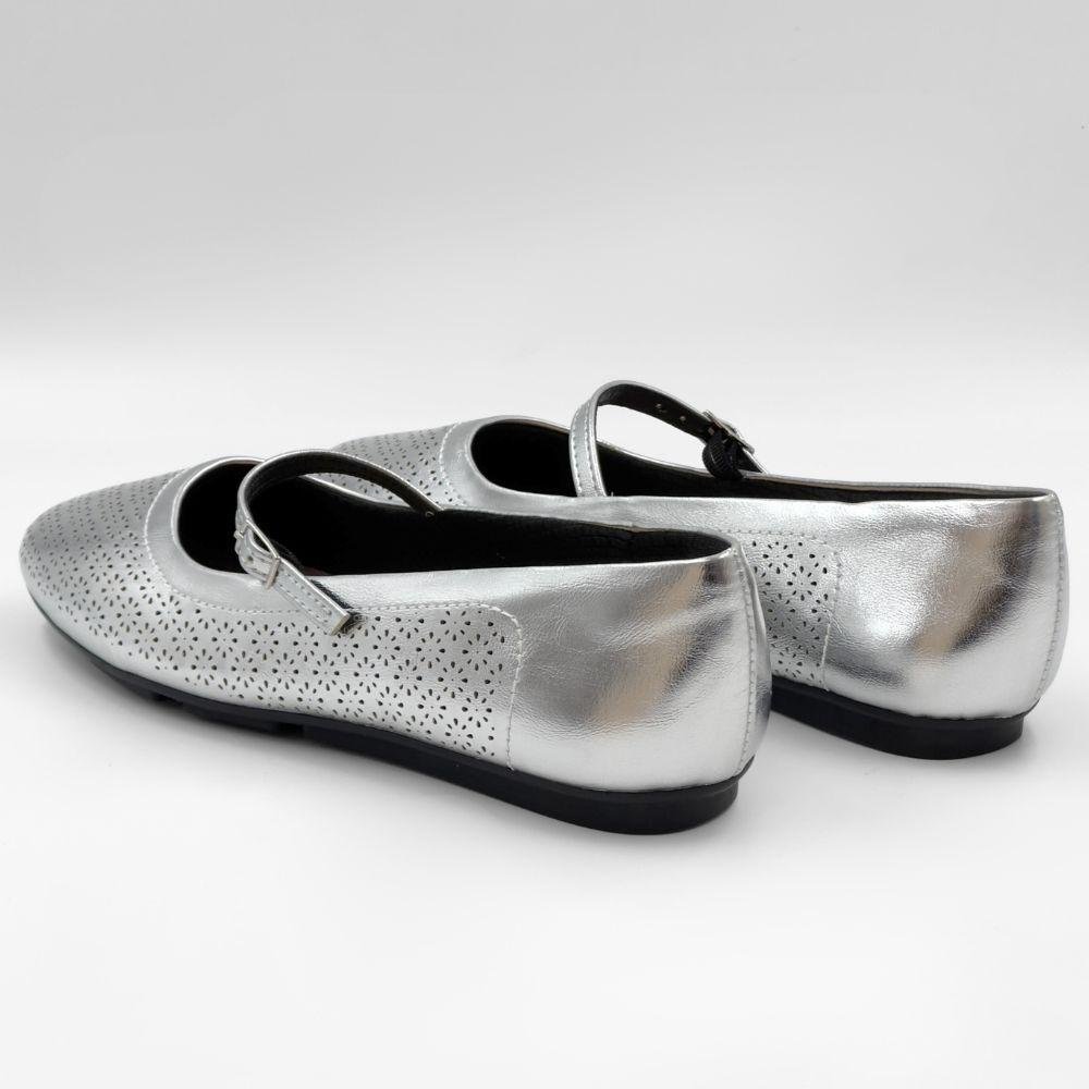 Sapatilha Piccadilly Metalizada Fechada Feminina Prata 3
