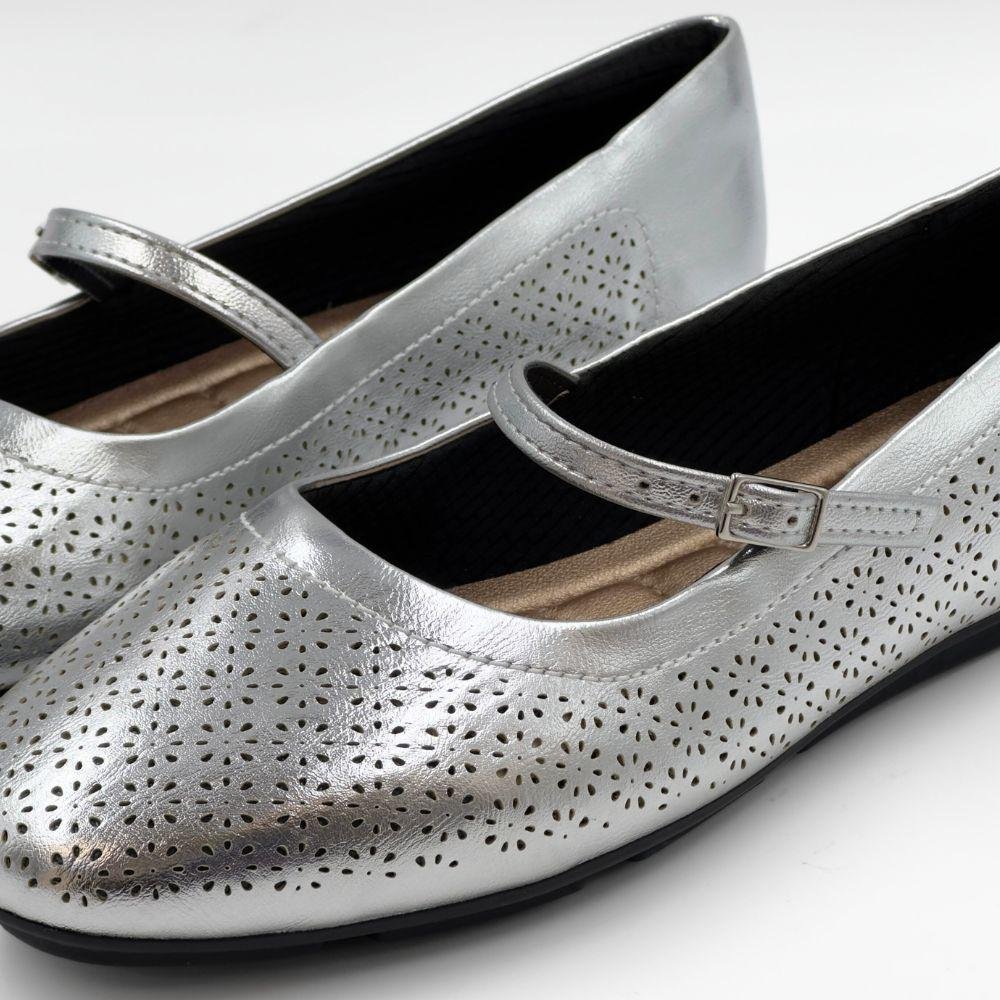 Sapatilha Piccadilly Metalizada Fechada Feminina Prata 5