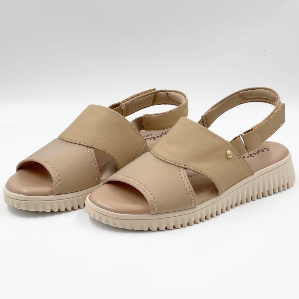 Sandália Comfortflex Casual Flatform Feminina Bege 2