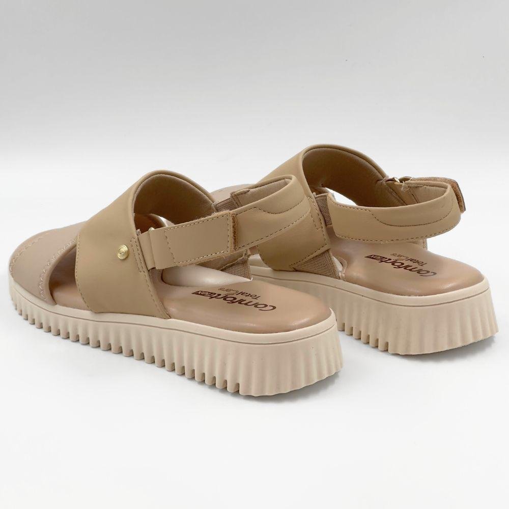Sandália Comfortflex Casual Flatform Feminina Bege 3