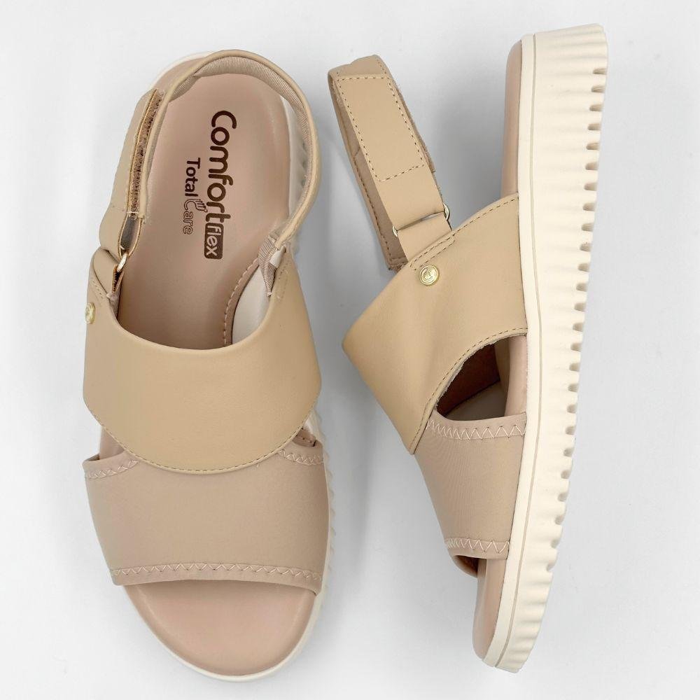 Sandália Comfortflex Casual Flatform Feminina Bege 4