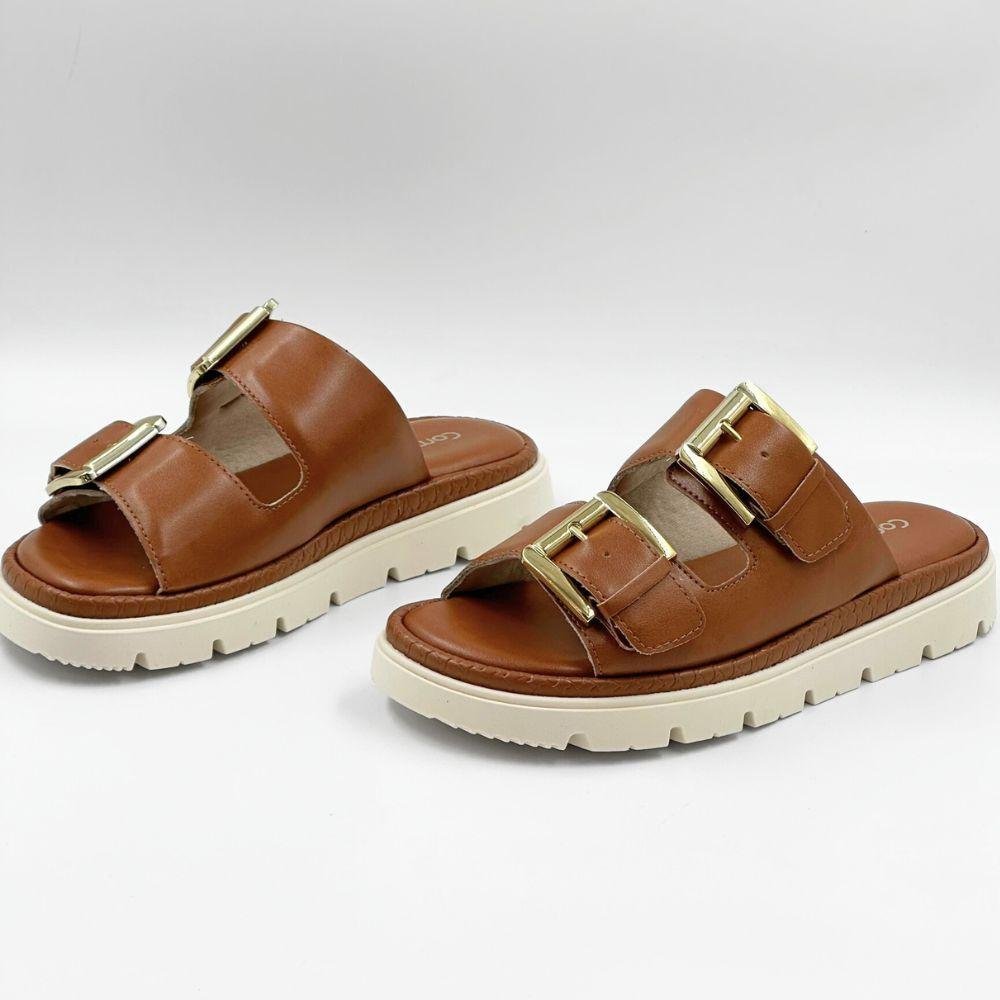 Tamanco Comfortflex Flatform Slide com Fivela Feminina Marrom 2