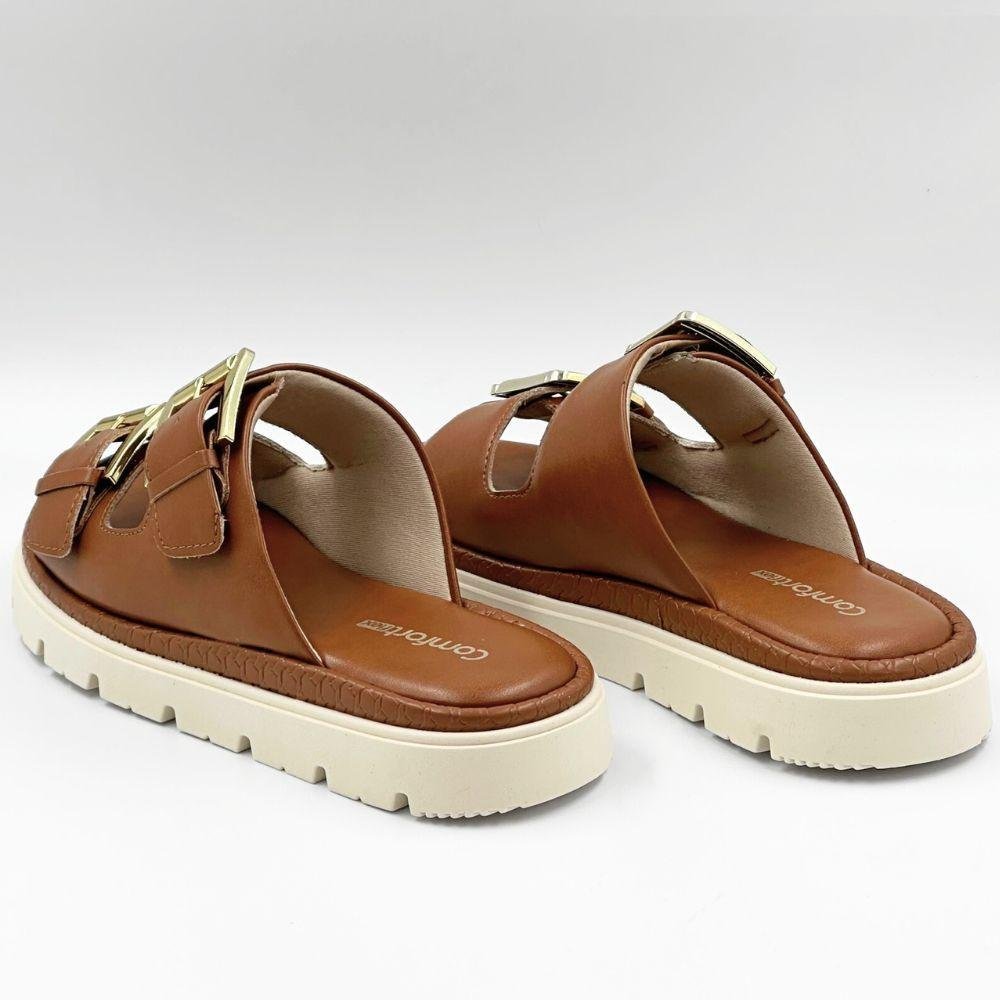 Tamanco Comfortflex Flatform Slide com Fivela Feminina Marrom 3
