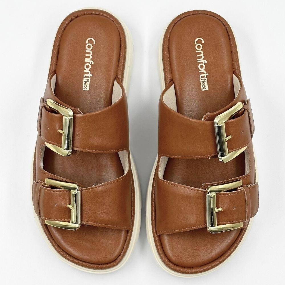 Tamanco Comfortflex Flatform Slide com Fivela Feminina Marrom 4
