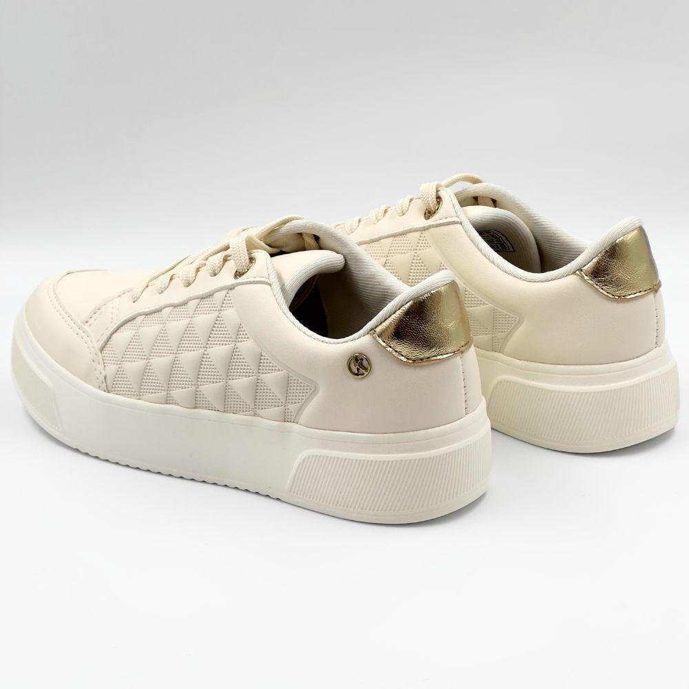 Tênis Kolosh Flatform Casual com Cadarço Feminino Bege 3
