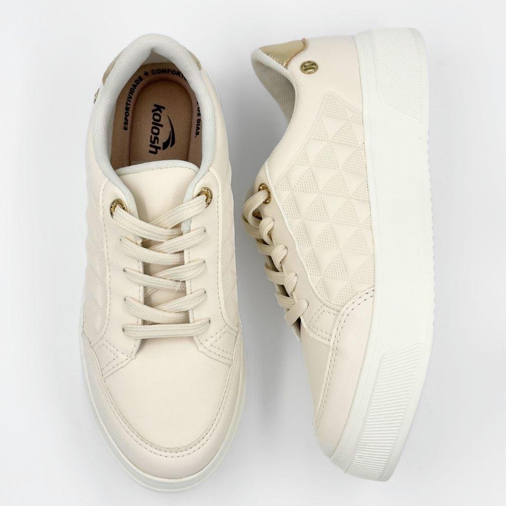 Tênis Kolosh Flatform Casual com Cadarço Feminino Bege 4