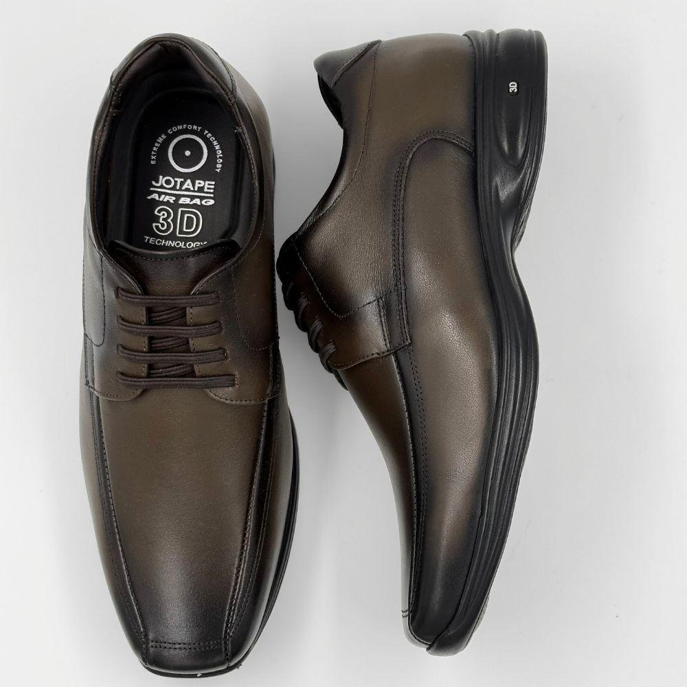 Sapato Jota Pe Casual 3D Vision Cadarço Elástico Masculino Marrom 4