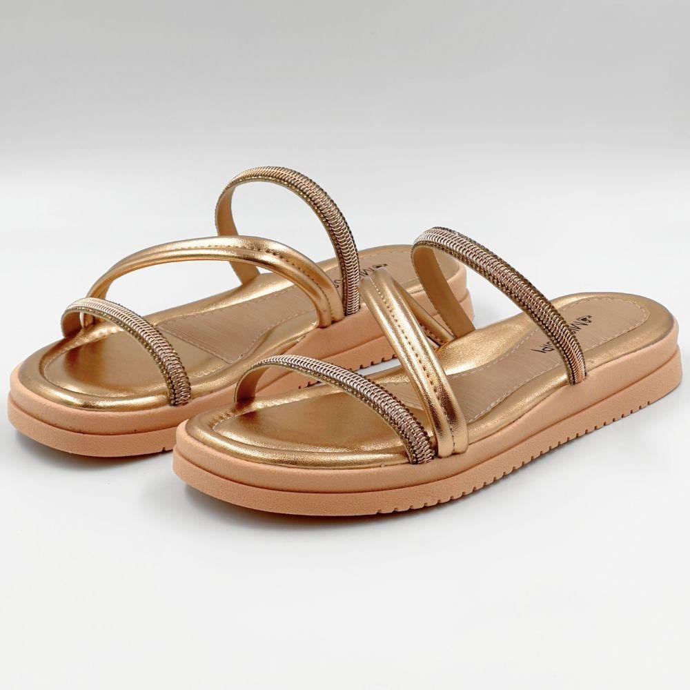 Tamanco Mississipi Slide Flatform Metalizado Feminino Dourado 2