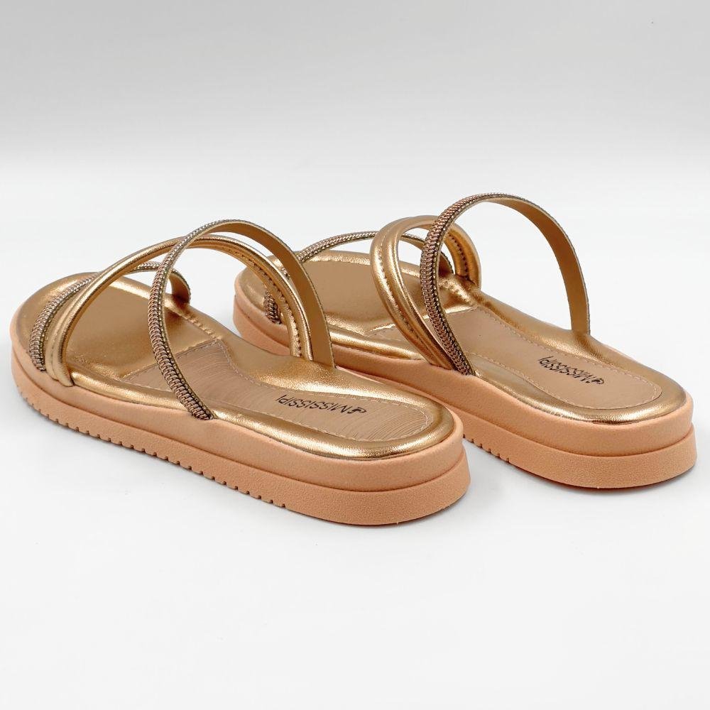 Tamanco Mississipi Slide Flatform Metalizado Feminino Dourado 3