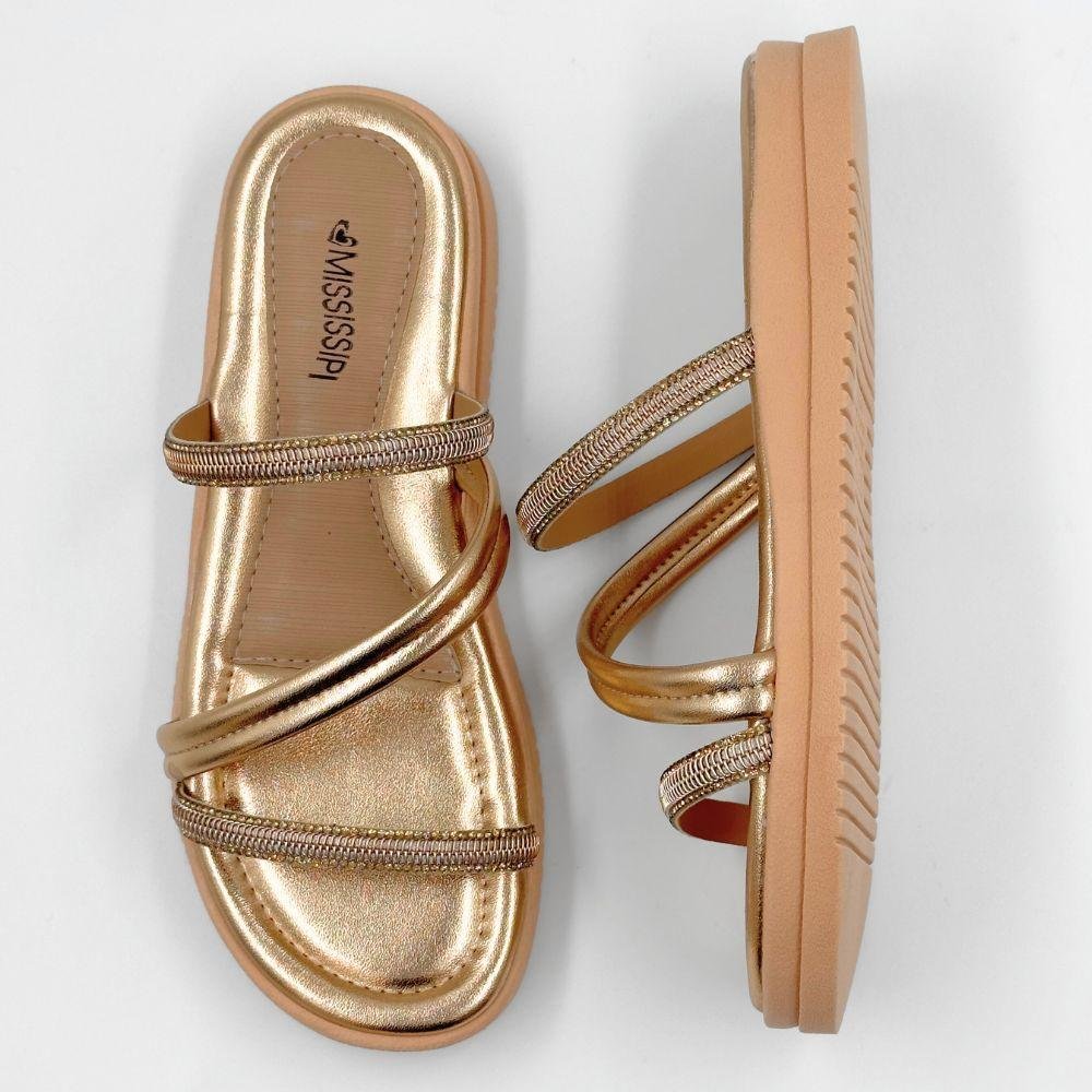 Tamanco Mississipi Slide Flatform Metalizado Feminino Dourado 4
