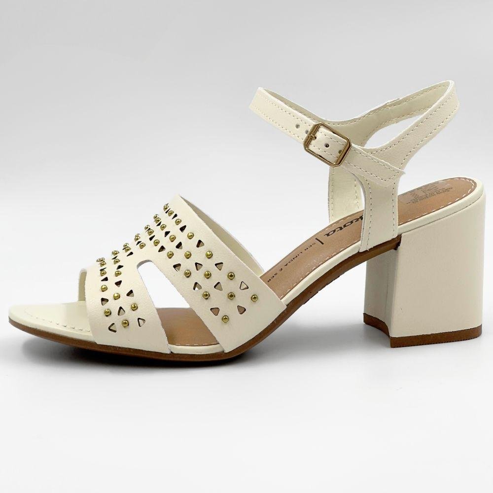 Sandalia Dakota Branca Salto Baixo Sandália De Salto Bloco Branca