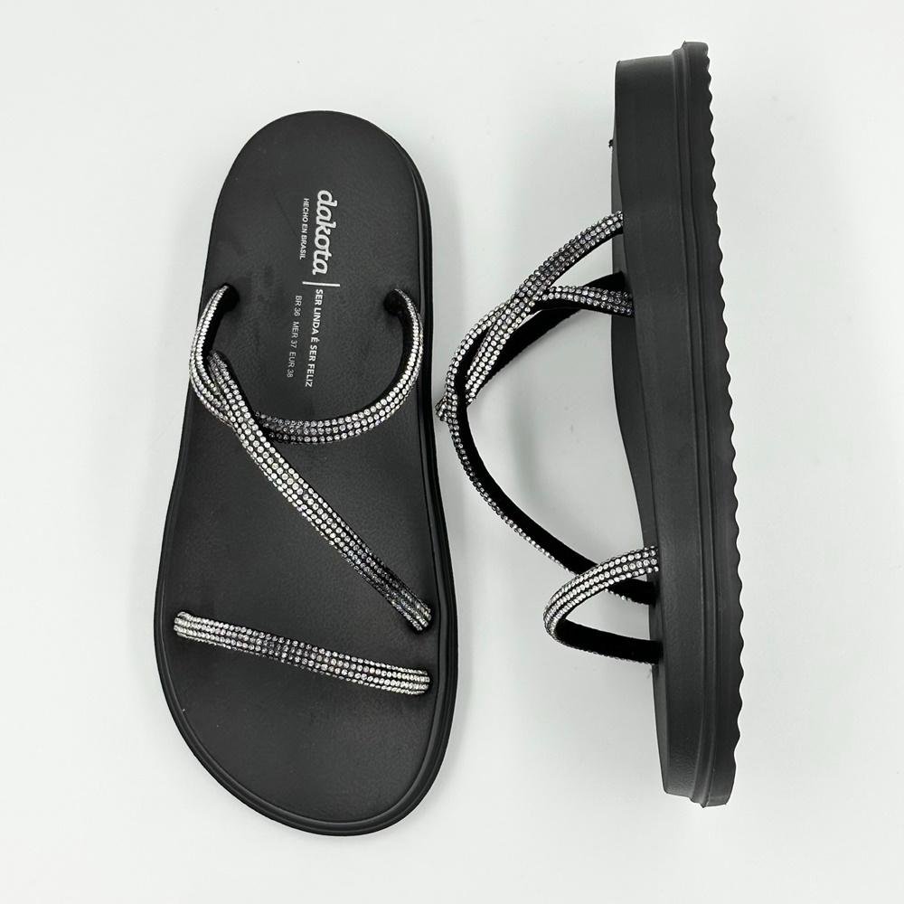 Sandália Dakota Papete com Strass Feminina Preto 4