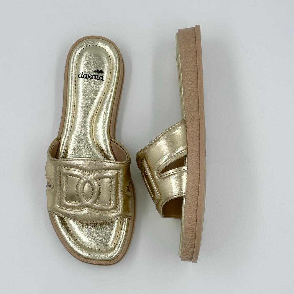 Tamanco Dakota Slide Metalizado Feminino Dourado 4