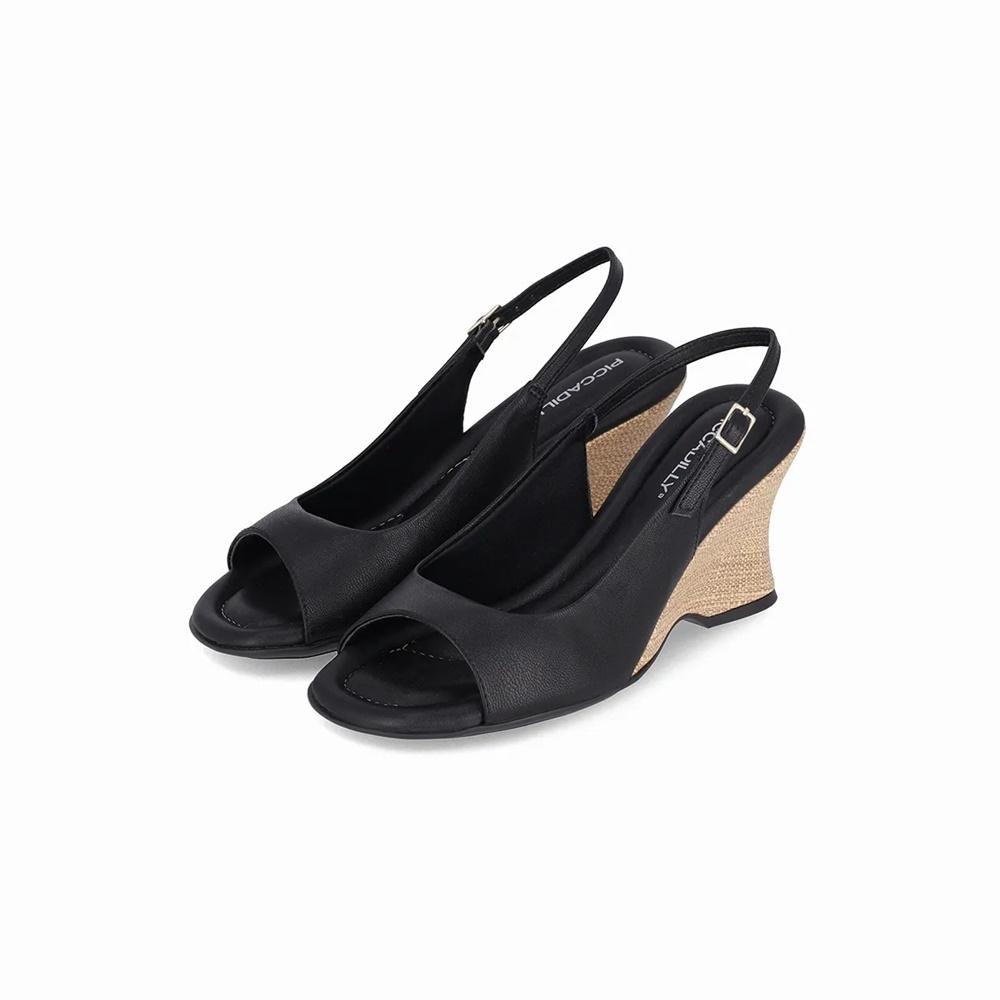 Sandália Piccadilly Casual Anabela Feminina Preto 2
