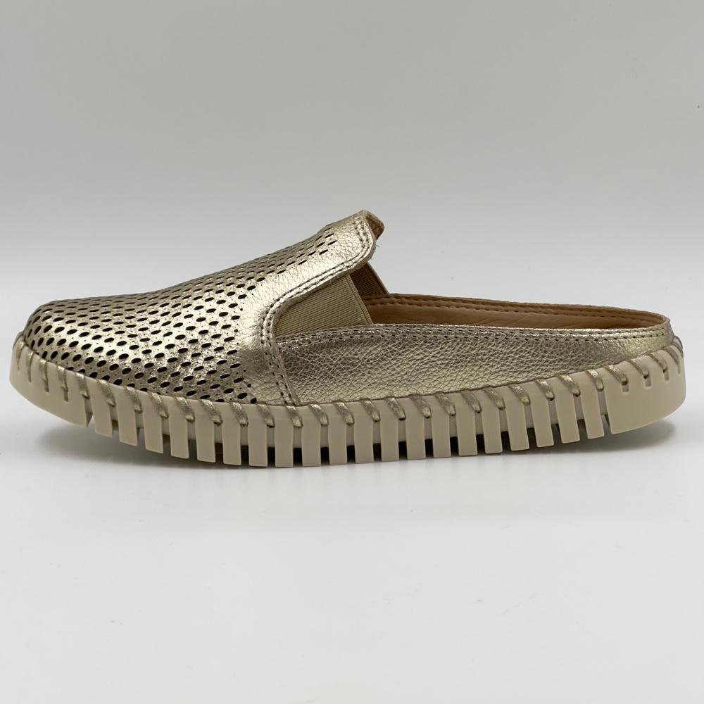 Mule Bottero Metalizado Bico Redondo Twister Feminino Dourado 1