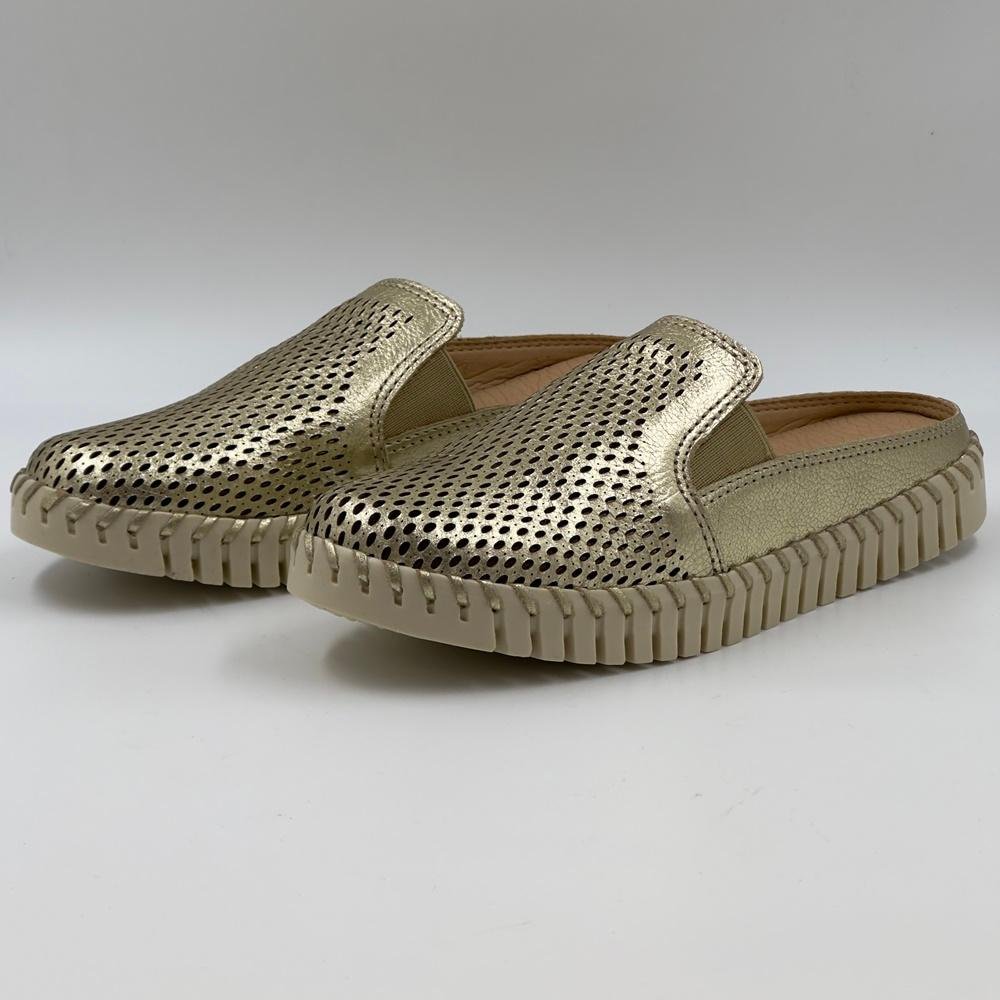 Mule Bottero Metalizado Bico Redondo Twister Feminino Dourado 2