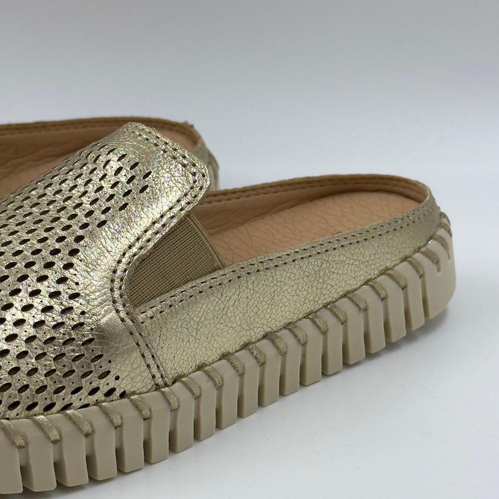 Mule Bottero Metalizado Bico Redondo Twister Feminino Dourado 3