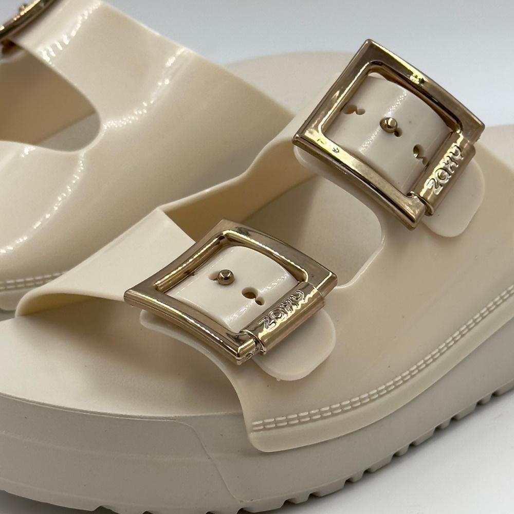 Tamanco Zaxy Slide Plataforma Tira Dupla com Fivela Feminino Branco 3