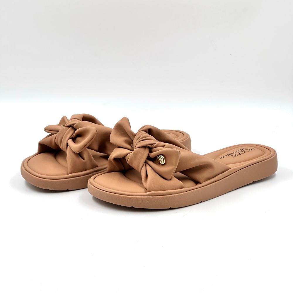 Tamanco Modare Rasteira Ultra Soft Slide com Laço Feminino Marrom 2