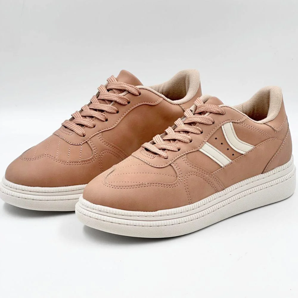 Tênis Moleca Flatform Casual em Nobuck Feminino Nude/Off White 2