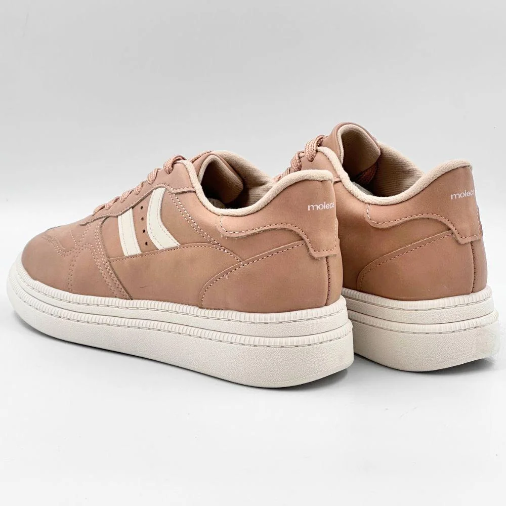 Tênis Moleca Flatform Casual em Nobuck Feminino Nude/Off White 3