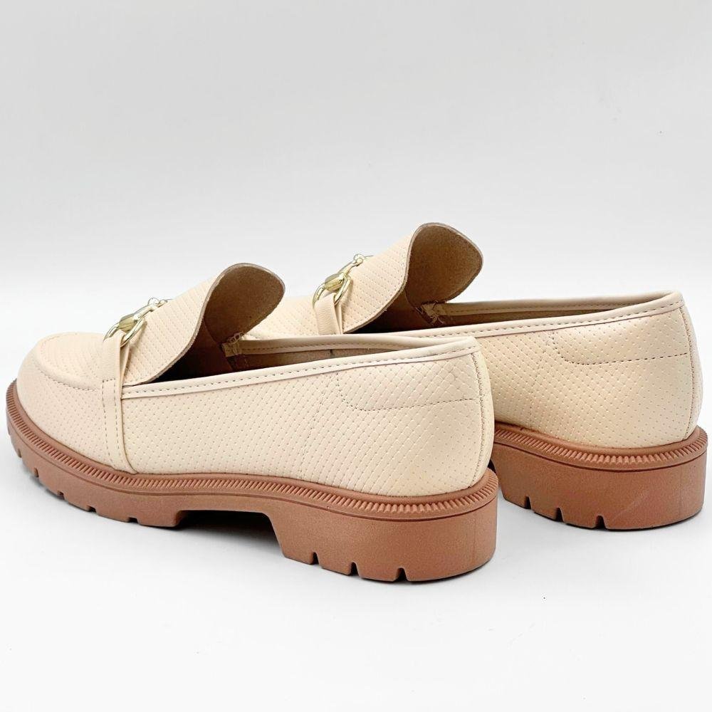 Sapato Beira Rio Loafer Tratorado Feminino Bege 3