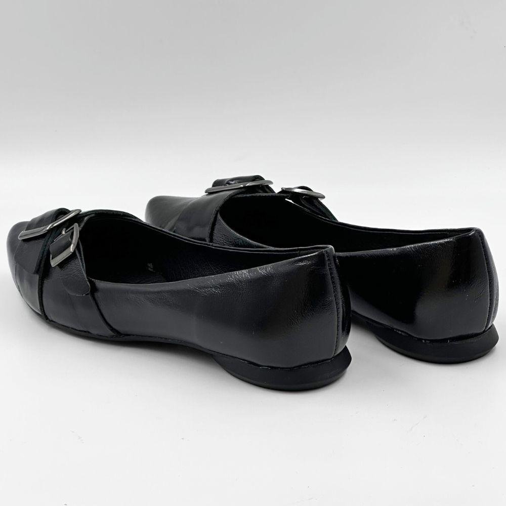 Sapatilha Bottero Bico Fino com Fivelas Feminina Preto 3