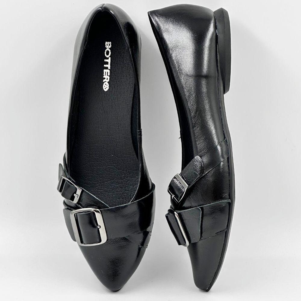 Sapatilha Bottero Bico Fino com Fivelas Feminina Preto 4