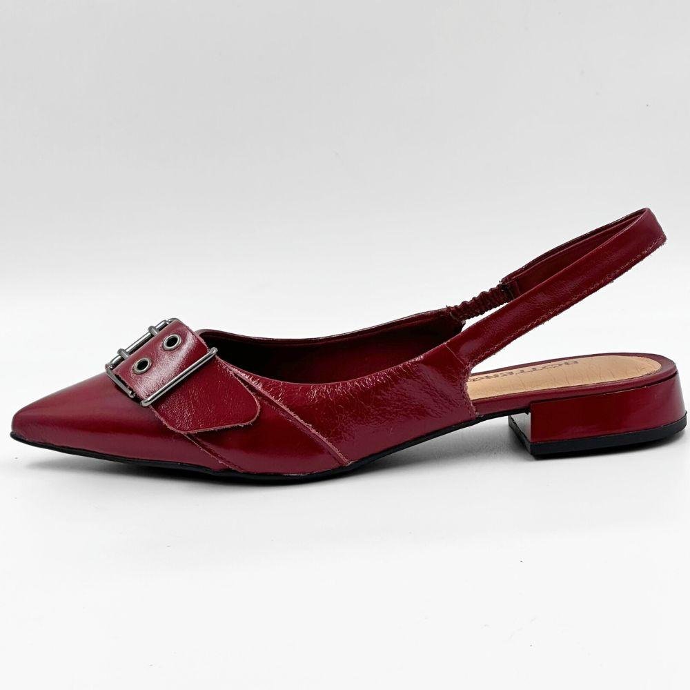 Sapato Bottero Slingback Salto Baixo Feminino Burgundy 1