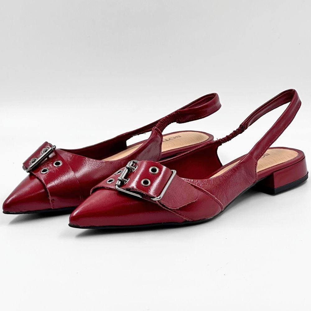 Sapato Bottero Slingback Salto Baixo Feminino Burgundy 2