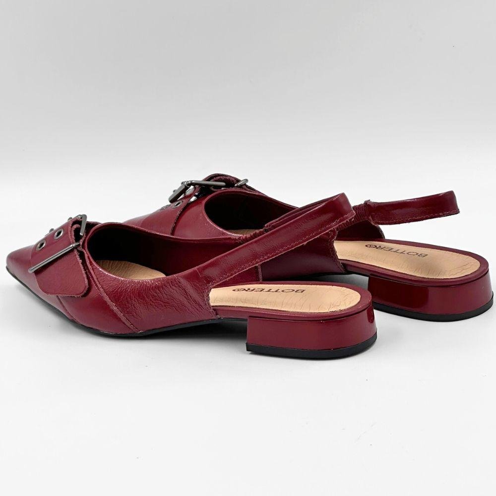 Sapato Bottero Slingback Salto Baixo Feminino Burgundy 3