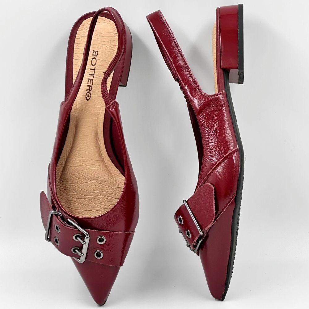 Sapato Bottero Slingback Salto Baixo Feminino Burgundy 4