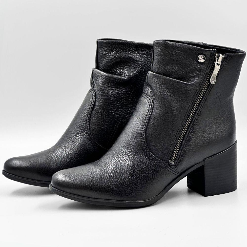 Bota Bottero Cano Curto Salto Médio Bloco Feminina Preto 2