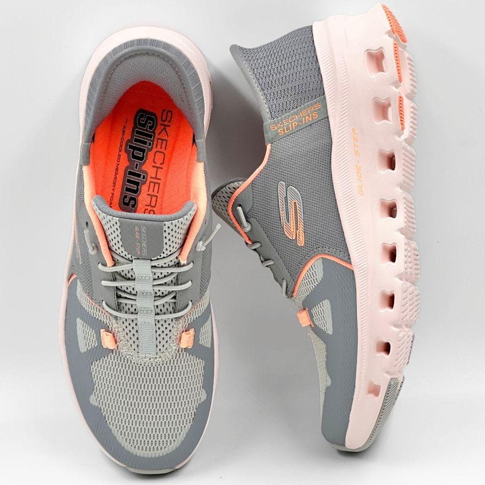 Tênis Skechers Esportivo Glide-Step Pro Feminino Cinza/Laranja 5