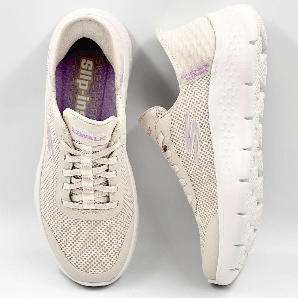 Tênis Skechers Esportivo Go Walk Flex Feminino Bege 4