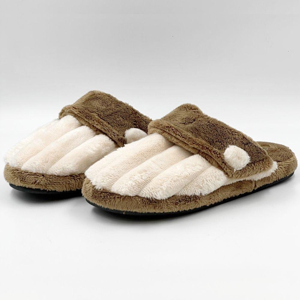 Pantufa Katurê em Fleece Canelado Feminina Creme/Caramelo 2