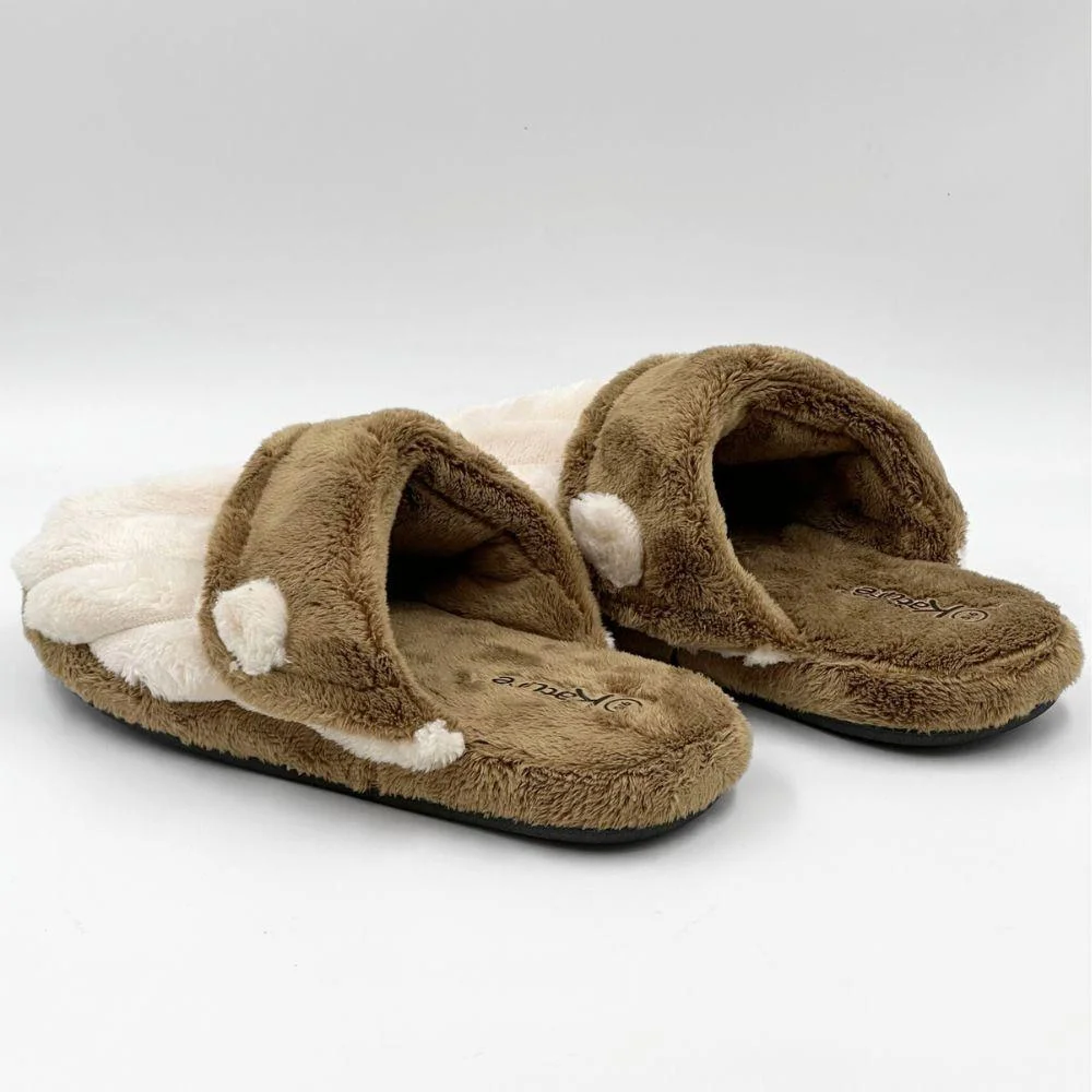 Pantufa Katurê em Fleece Canelado Feminina Creme/Caramelo 3
