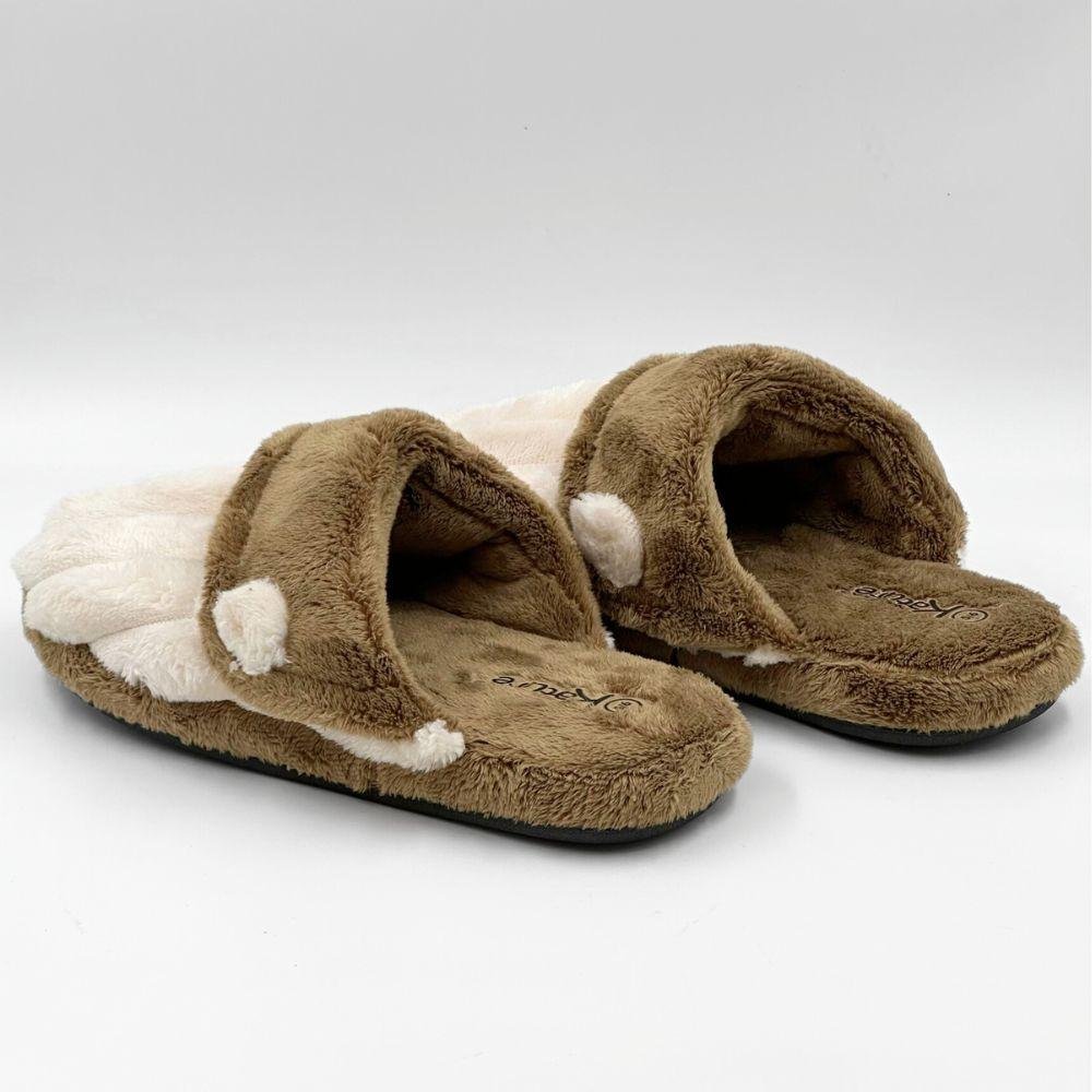 Pantufa Katurê em Fleece Canelado Feminina Creme/Caramelo 3