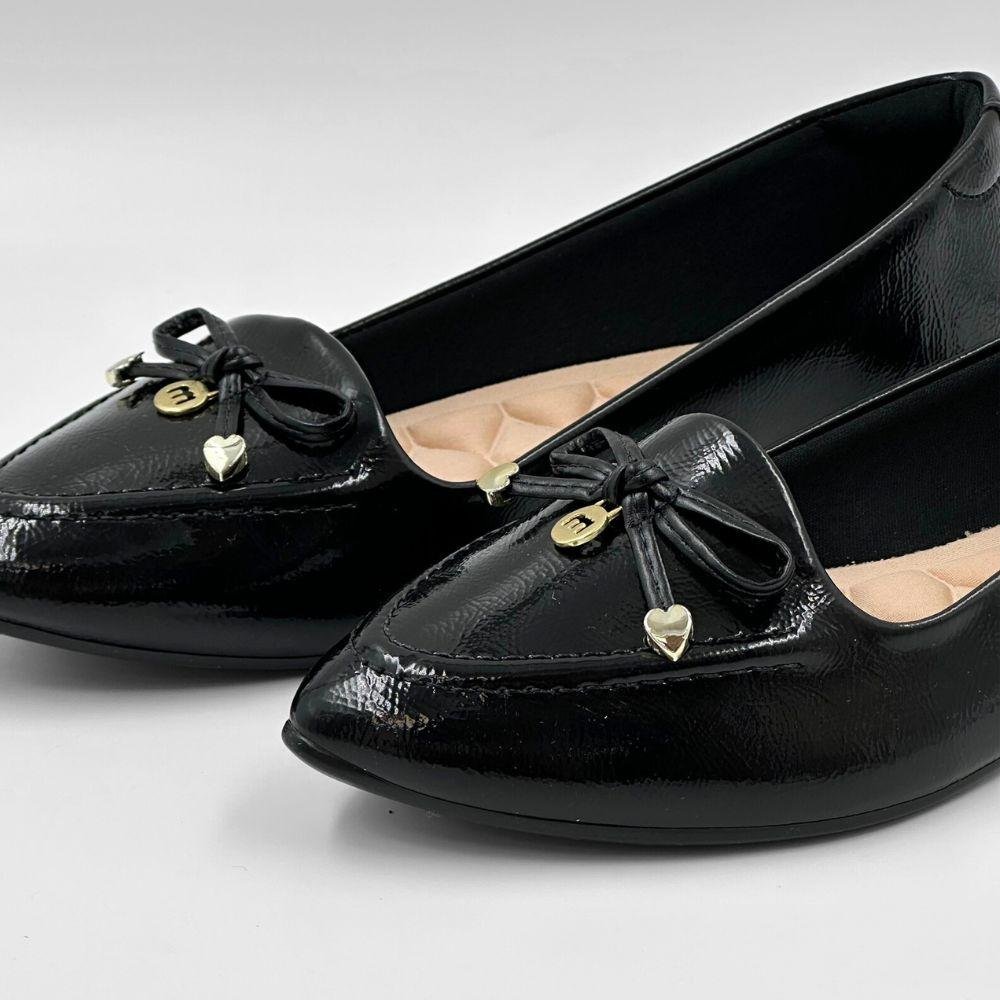 Sapatilha Moleca Bico Fino em Verniz Feminina Preto 3
