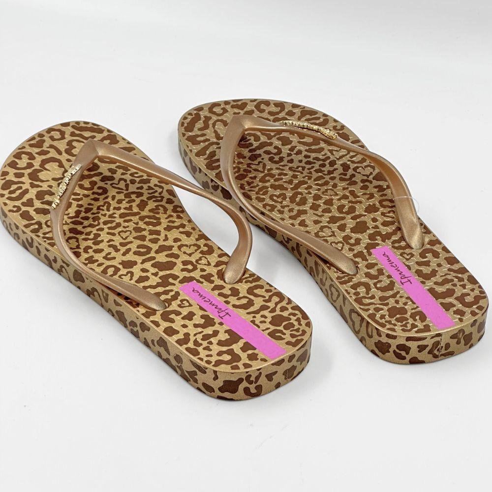 Chinelo Ipanema Estampado Tira Fina Animal Chic Feminino Marrom/Dourado/Rosa 3