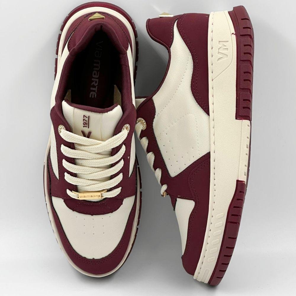 Tênis Via Marte Flatform Casual com Cadarço Feminino Malbec/Marfim 4