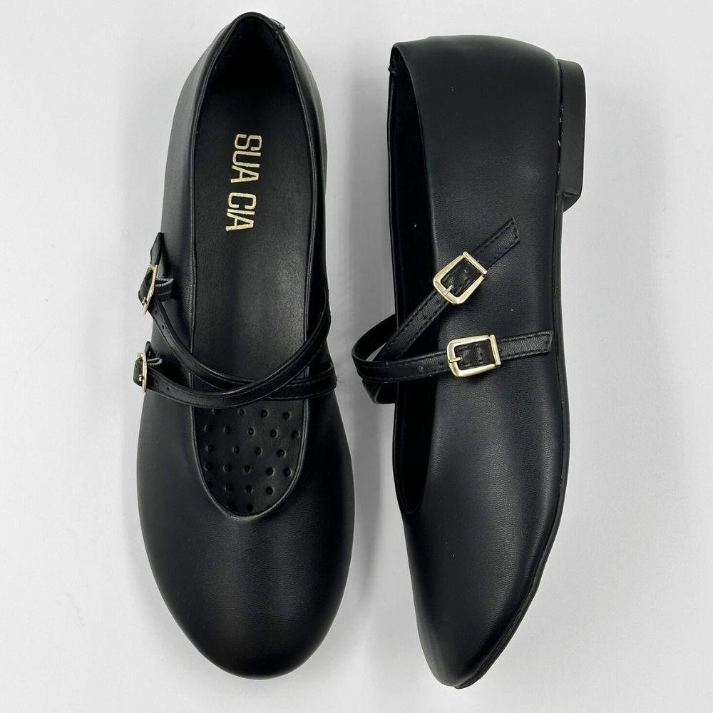 Sapatilha Sua Cia Boneca com Tiras Feminina Preto 4