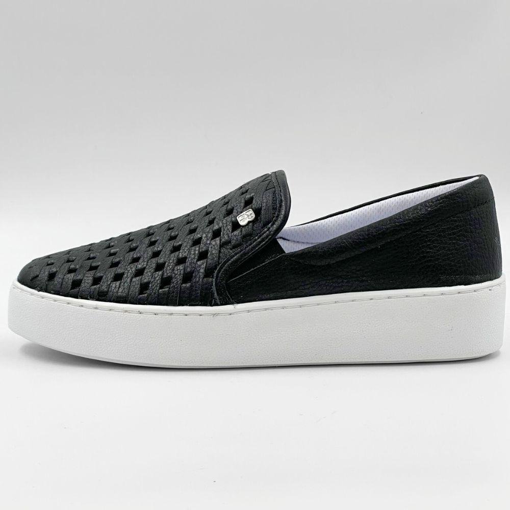 Tênis Bottero Casual Slip On Tressê Feminino Preto