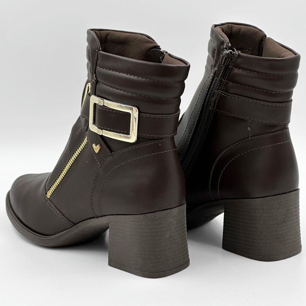 Bota Mississipi Cano Curto Salto Bloco Médio Feminina Café 3