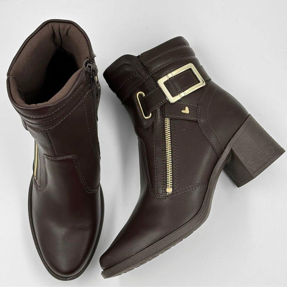 Bota Mississipi Cano Curto Salto Bloco Médio Feminina Café 4
