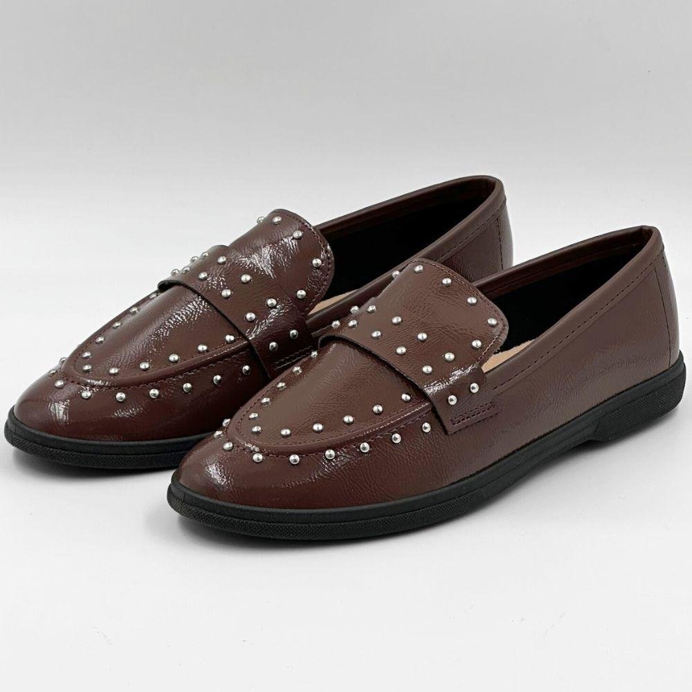 Sapato Moleca Mocassim em Verniz Feminino Chocolate 2